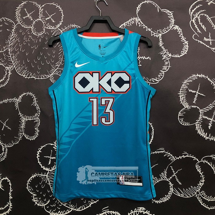 Camiseta Oklahoma City Thunder Paul George NO 13 Ciudad 2018-19 Azul